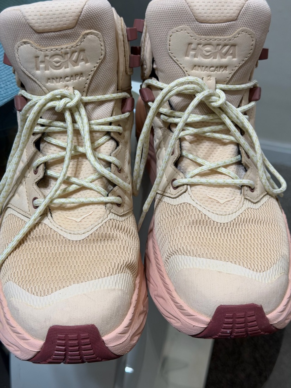 Hoka Trail Hiking Shoes in Beige & Pink - Picture 4 of 5